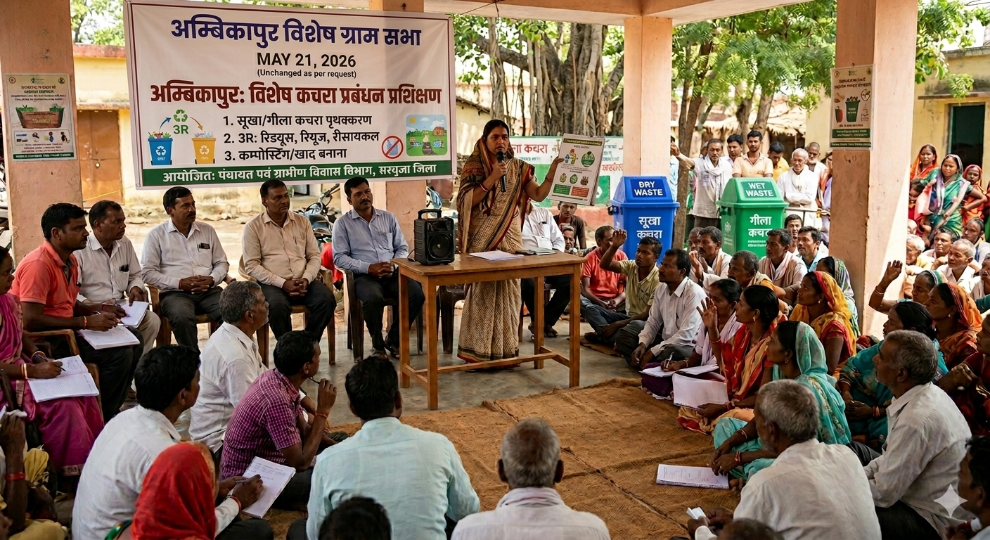 अम्बिकापुर की सभी ग्राम पंचायतों में आज सजेगी विशेष ग्राम सभा, कचरा प्रबंधन और सुप्रीम कोर्ट के निर्देशों पर होगी खुली चर्चा